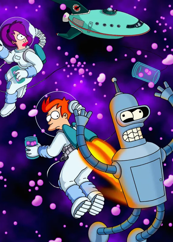 Futurama phone wallpaper, Fry, Leela, Bender