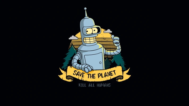 Bender, AMOLED Black background 5K, Futurama