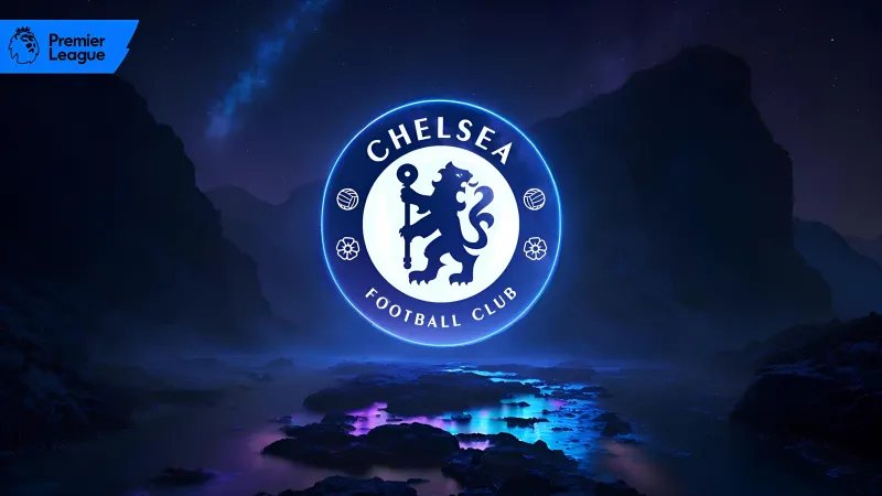 Chelsea FC, Neon logo, Premier League club, Football club, 5K, 8K wallpaper, Blue aesthetic