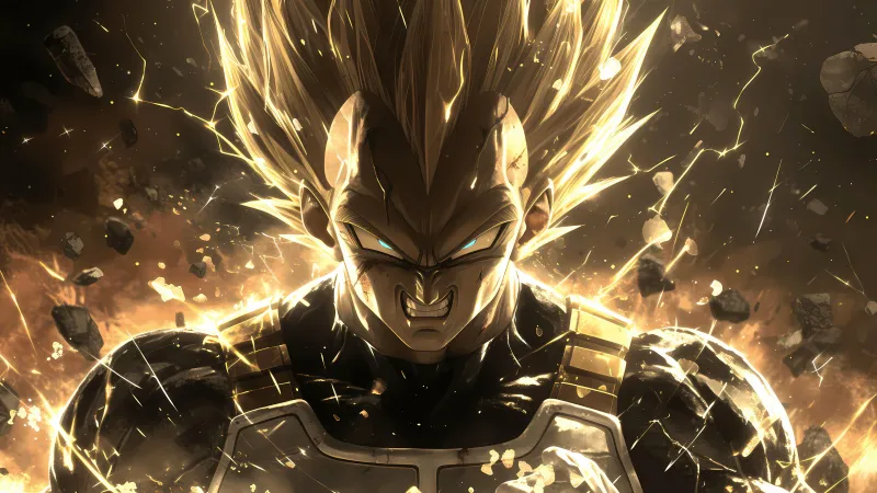 Angry, Vegeta, Dragon Ball, Golden, 5K wallpaper