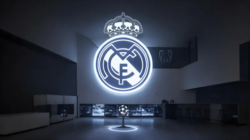 Real Madrid CF 4K wallpaper, Glowing, Logo, Football club