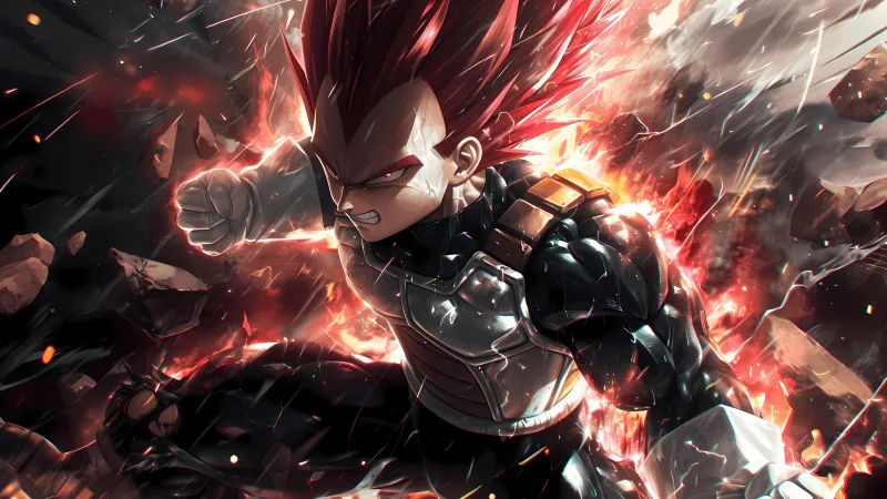 Vegeta, Super Saiyan God, Naruto, AI art, 5K wallpaper