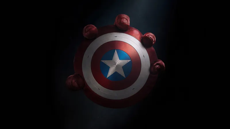 Captain America: Brave New World, 2024 Movies, Captain America's shield, 5K, 8K wallpaper, Dark background