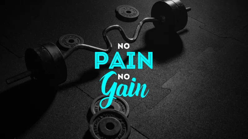 No pain No gain, Dumbbells, Gym quotes 4K