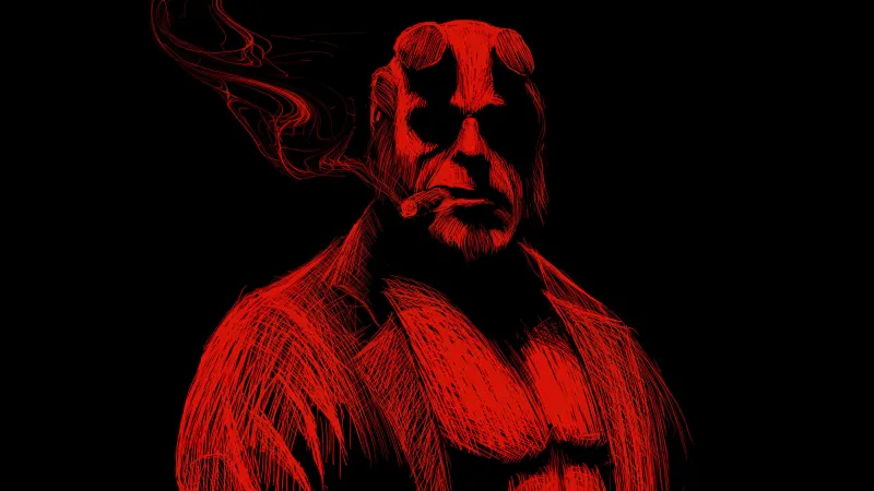 Hellboy, Black background 4K