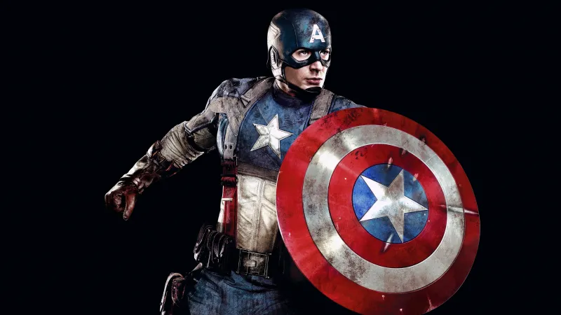 Captain America, Black background 4K