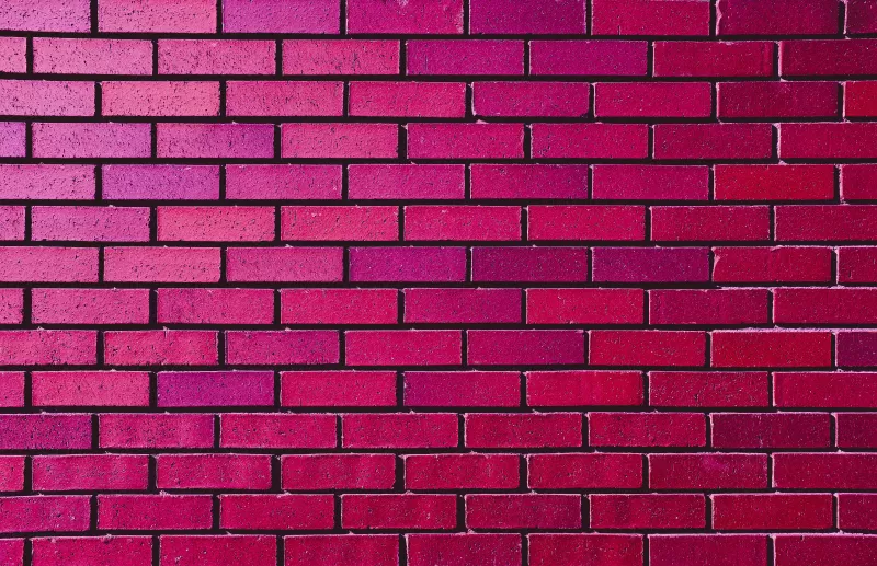 Brick wall, Magenta, Red, Bricks, Bright, Gradients, 5K