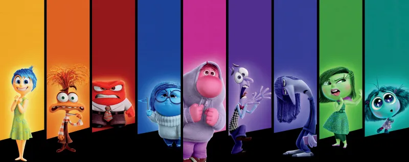 Inside Out 2, Character art, Ultrawide 4K wallpaper, 5K, Animation movies