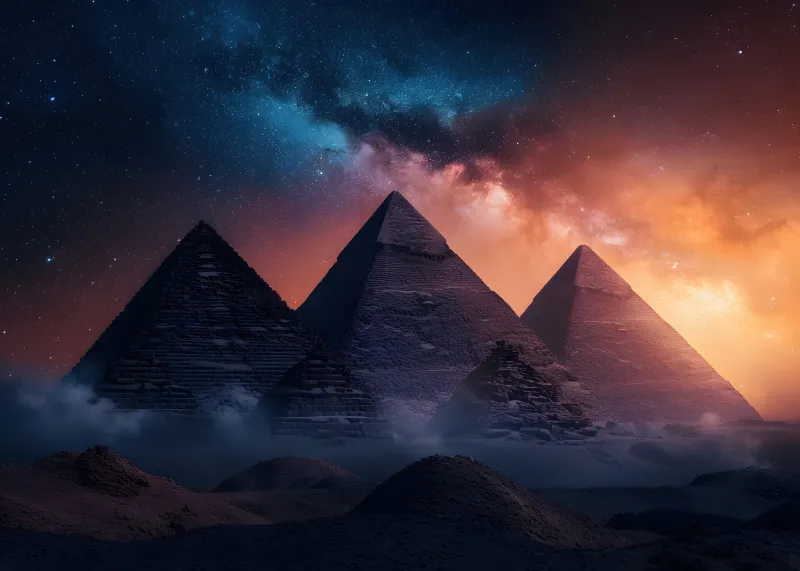 The Great Pyramid of Giza, Aesthetic wallpaper 4K, Milky Way, Egypt, Ancient architecture