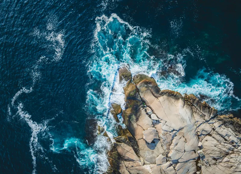 Peggy's Cove from above wallpaper, Atlantic waves, Granite rocks