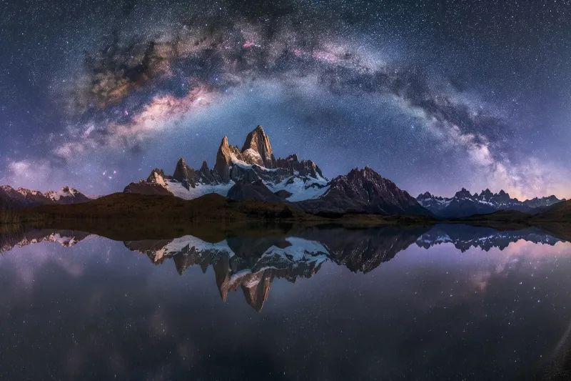 Patagonia, Bliss, Majestic, Landscape, Norway, Night, 5K, Milky Way arch, Panorama