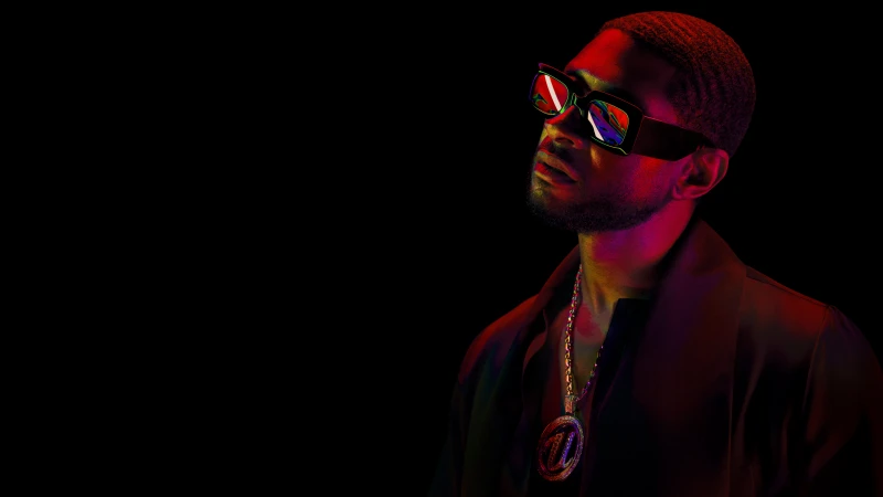 Usher, Super Bowl, Live concert, AMOLED wallpaper 4K, Black background