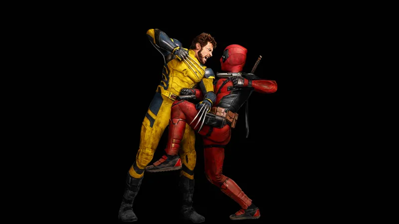 Deadpool & Wolverine, Black background 5K, AMOLED, Movie poster, 5K, 2024 Movies, Marvel Superheroes