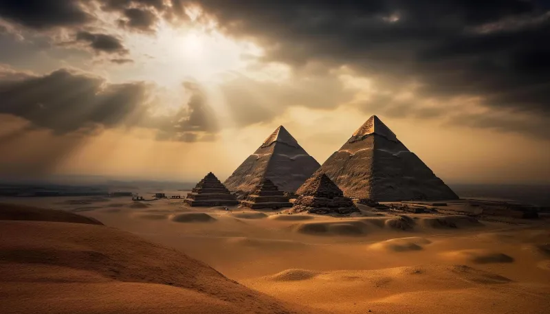 Egyptian Pyramids, The Great Pyramid of Giza, Cloudy Day