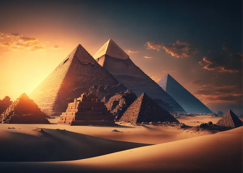 Egyptian Pyramids, The Great Pyramid of Giza, AI wallpaper