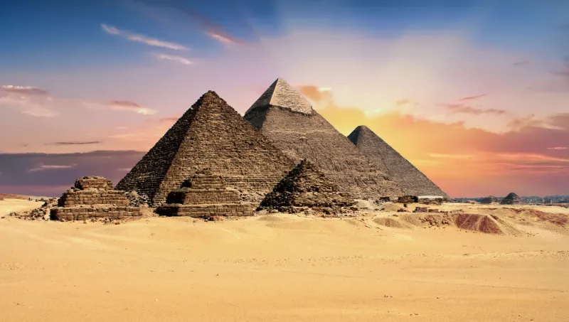 Egyptian Pyramids, The Great Pyramid of Giza, Sunrise wallpaper