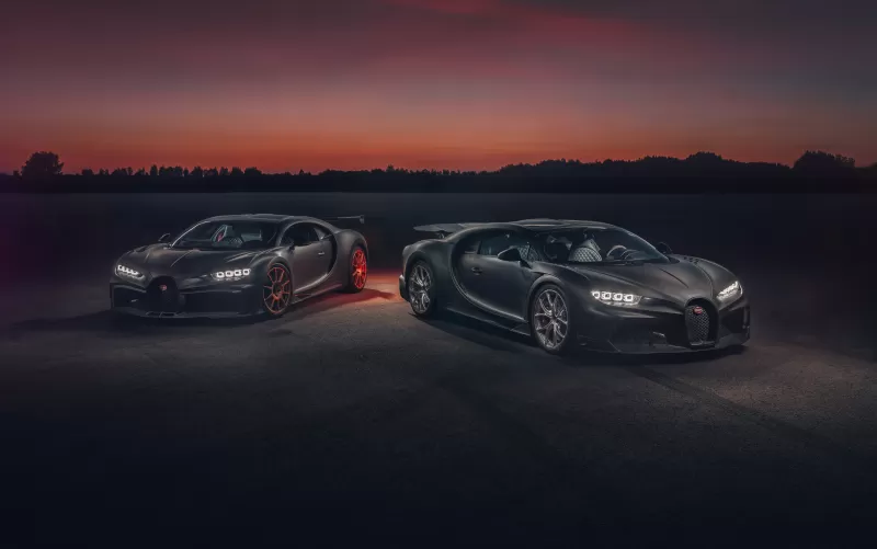 Bugatti Chiron Pur Sport, Bugatti Chiron Super Sport 300+, Night, Sunset, Dark, 2020, 5K, 8K