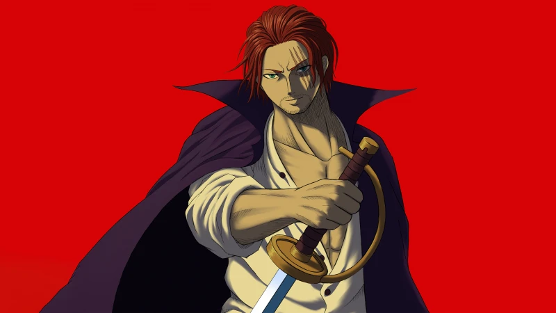 Shanks (One Piece), Red background 5K