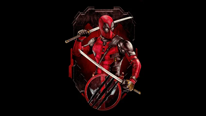 Deadpool & Wolverine, Movie poster, Black background, AMOLED Black background 8K, 2024 Movies