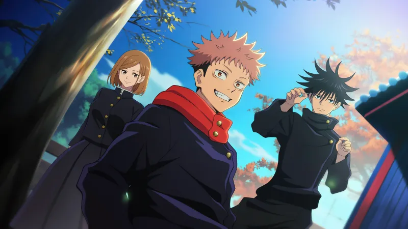 ItaFushiKugi, Jujutsu Kaisen 5K wallpaper, Best friends, Megumi Fushiguro, Yuji Itadori, Nobara Kugisaki