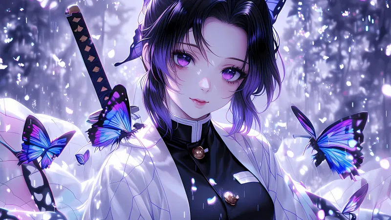 Purple aesthetic, Shinobu Kocho, Demon Slayer: Kimetsu no Yaiba, 5K wallpaper