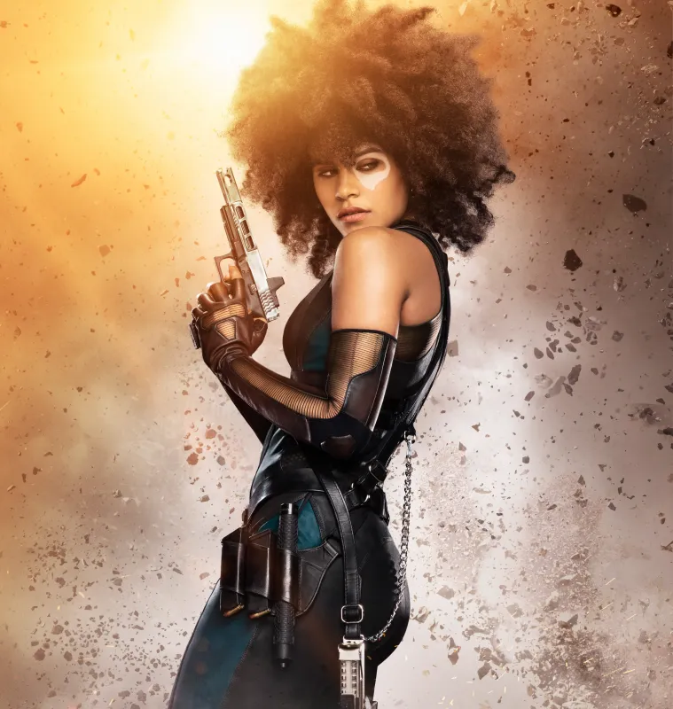 Zazie Beetz as Domino, Deadpool 2, Character poster, Marvel, Vertical wallpaper