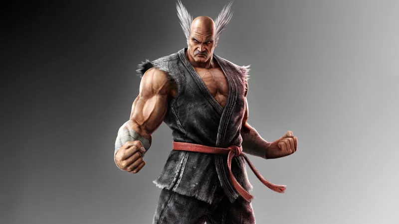 Heihachi Mishima, 8K wallpaper, Tekken 7, Grey background, 5K