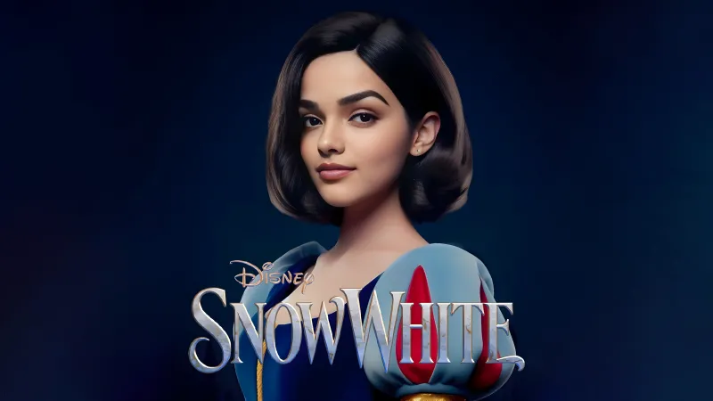 Rachel Zegler as Snow White, Desktop background 8K