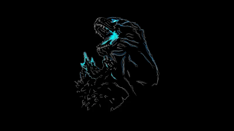 Godzilla, AMOLED Black wallpaper 4K, Kaiju