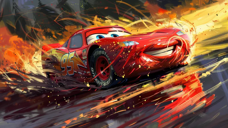 Lightning McQueen 5K wallpaper