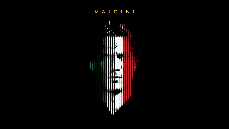 Paolo Maldini, AC Milan, Black background 5K