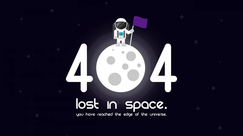 Lost in Space, 404 Error, Astronaut, Dark purple, Dark background, Moon, Illustration, 5K wallpaper