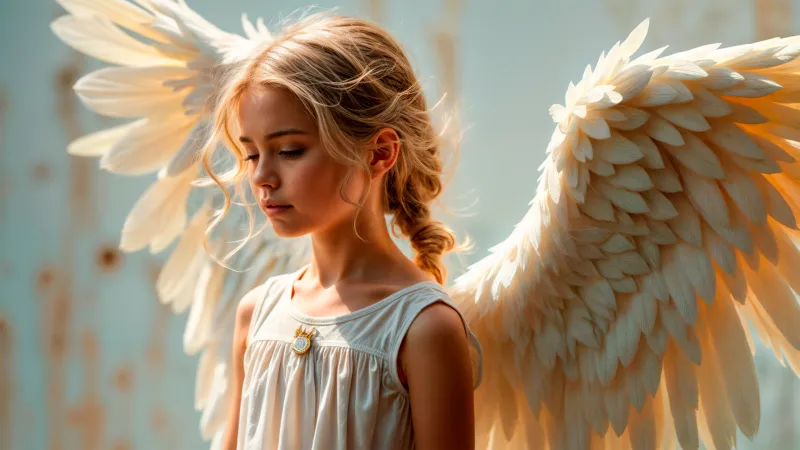 Cute child, Angel wings, AI art, Fairy, Cute Girl wallpaper