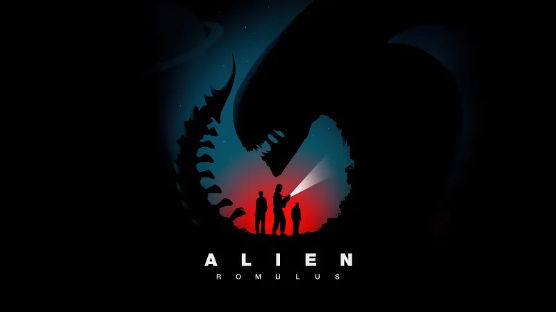 Alien: Romulus, Poster, 8K wallpaper, Black background, 2024 Movies, 5K