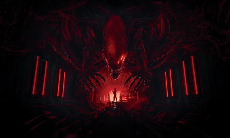 Alien: Romulus, 4K wallpaper, Horror Movies, Dark red, Dark theme, 2024 Movies, Xenomorph