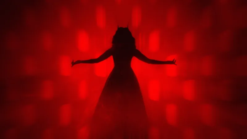 Scarlet Witch, Silhouette, Red background, 5K wallpaper