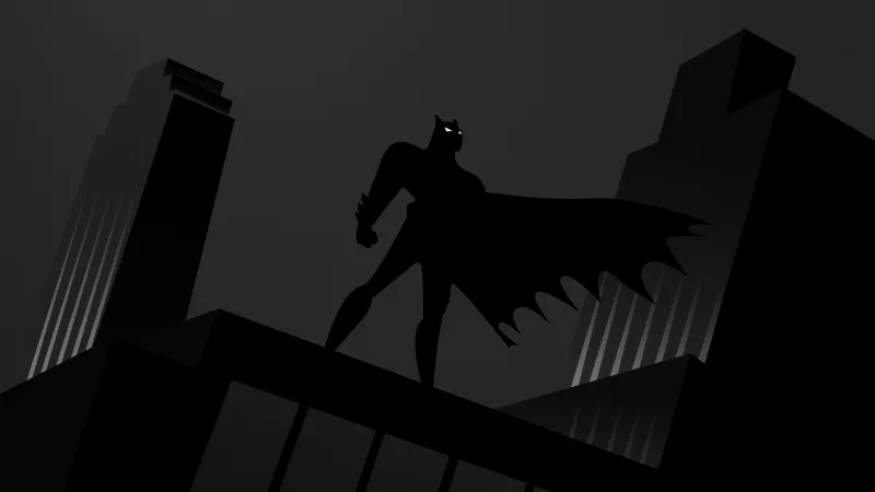 Batman, Monochrome wallpaper 5K, Silhouette, Gotham, Dark theme