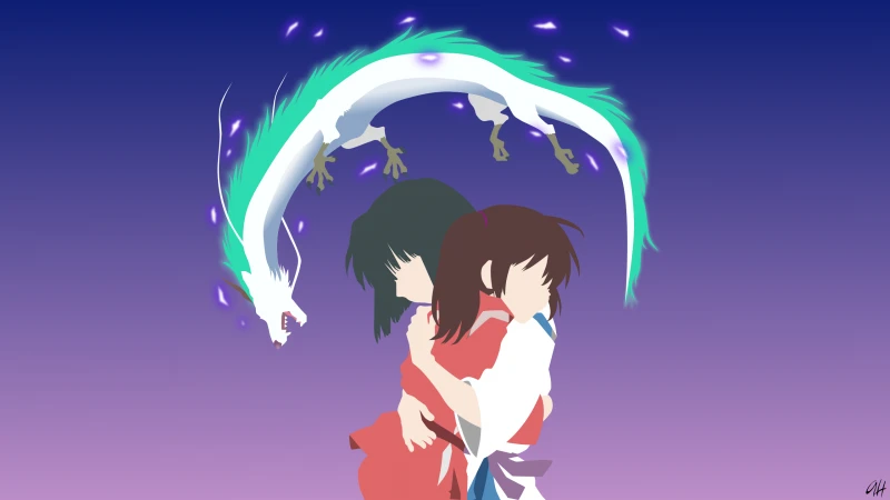 Spirited Away, Illustration, Haku (Spirited Away), Chihiro (Spirited Away)