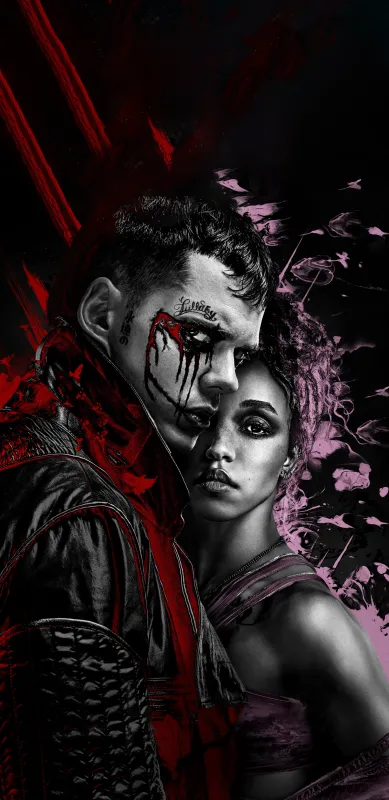 The Crow, Bill Skarsgård as Eric, FKA twigs as Shelly, iPhone wallpaper 4K