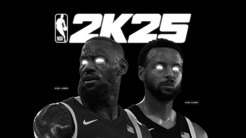 NBA 2K25, Monochrome, LeBron James, Stephen Curry, Black background 4K, 2024 Games