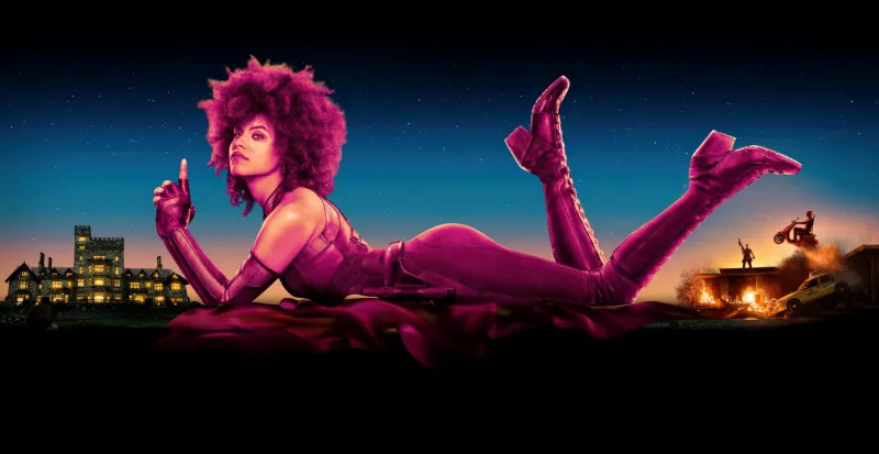 Zazie Beetz wallpaper, Domino, Deadpool 2, Ultrawide, Pink aesthetic