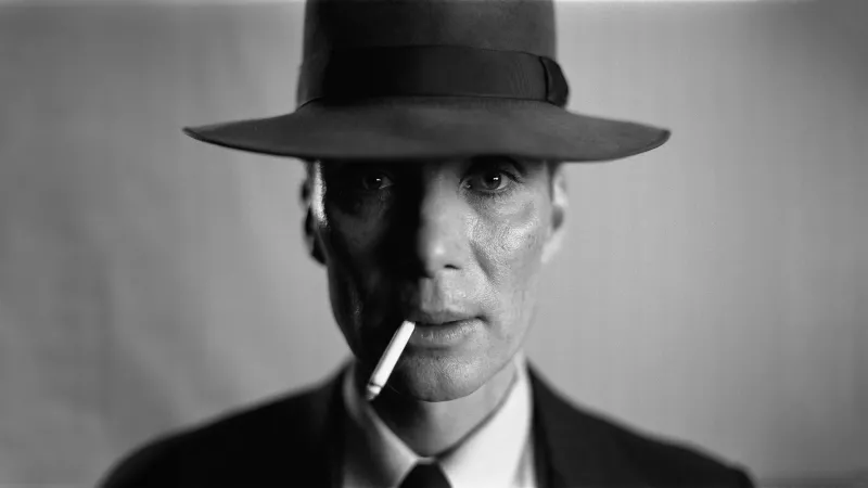 Cillian Murphy as Oppenheimer, Monochrome wallpaper 8K