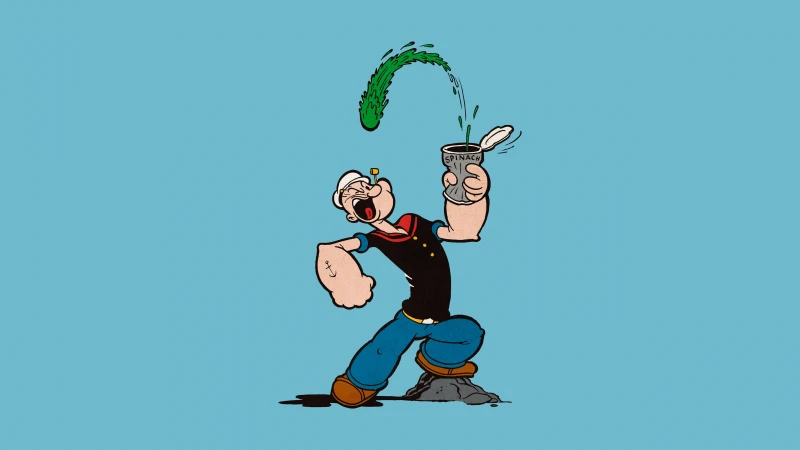 Popeye Cartoon Wallpaper, Funny, Teal Background
