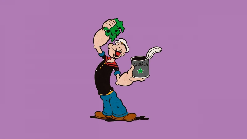 Popeye Spinach, Purple background 5K
