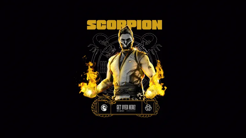 Scorpion (Mortal Kombat), AMOLED wallpaper 8K