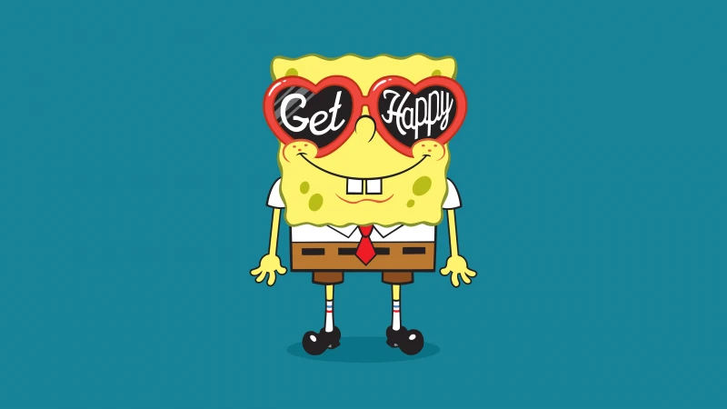 SpongeBob Get Happy, SpongeBob smiley face, SpongeBob SquarePants, 5K wallpaper
