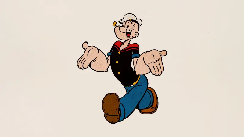 Cheerful Popeye, Happy Cartoon, 8K wallpaper