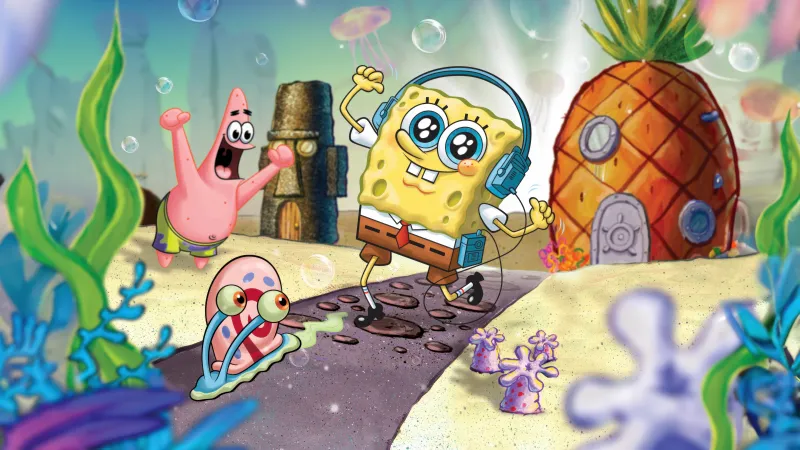 SpongeBob SquarePants, Comedy Cartoon, Patrick Star, Gary the Snail, 5K wallpaper