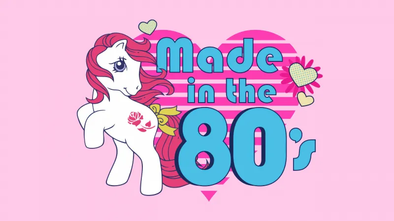 My Little Pony, Made in the 80s, Pink background, Retro, 5K wallpaper