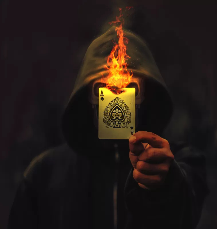 Ace of Spades, Skull, Hoodie, Burning, Playing card
